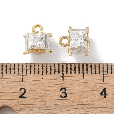Rack Plating Brass Micro Pave Clear Cubic Zirconia Pendants KK-A224-09G-1