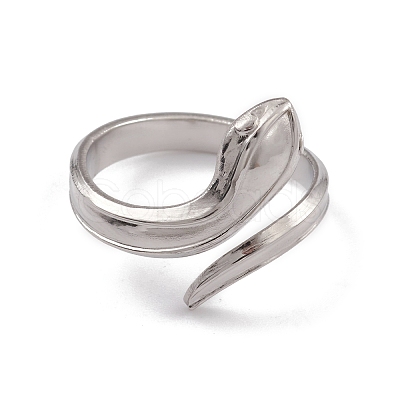 Non-Tarnish 304 Stainless Steel Snake Open Cuff Rings for Women RJEW-G285-59P-1