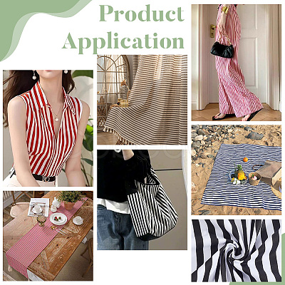 Cotton Fabric with Strip Pattern DIY-PH0037-96F-1
