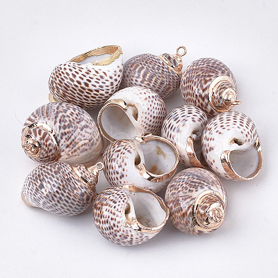 Electroplate Spiral Shell Pendants X-SSHEL-T009-20-1