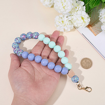 1Pc Silicone & Wood Pendant Decorations HJEW-BM0001-61B-1