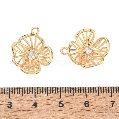 Brass Micro Pave Clear Cubic Zirconia Pendants KK-K351-73G-1