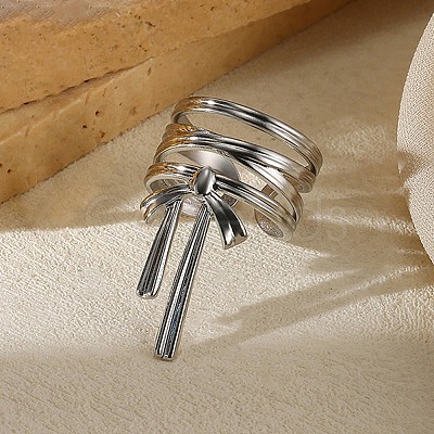 304 Stainless Steel Open Cuff Rings for Women RJEW-U060-01M-P-1