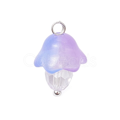 Mushroom Transparent Glass Pendants PALLOY-JF03654-02-1