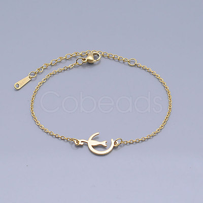 201 Stainless Steel Kitten Link Bracelets BJEW-T011-JN474-2-1