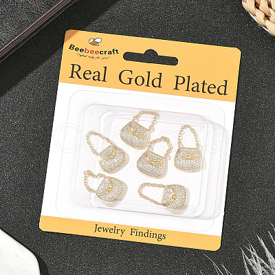 6Pcs Brass Micro Pave Cubic Zirconia Pendants KK-BBC0019-72-1
