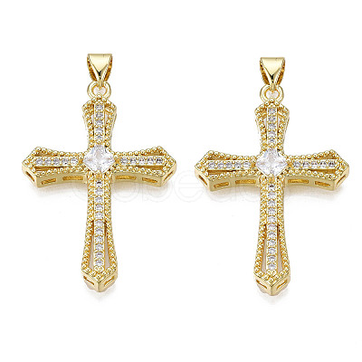 Brass Micro Pave Cubic Zirconia Pendants X-KK-N227-86A-1