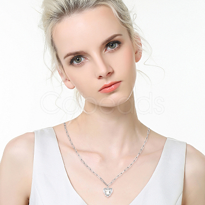 12Pcs 4MM 304 Stainless Steel Paperclip Chain Necklaces NJEW-NB0001-38C-1