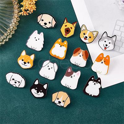 16 Pieces Acrylic Dog Brooch Pins Set JBR112A-1