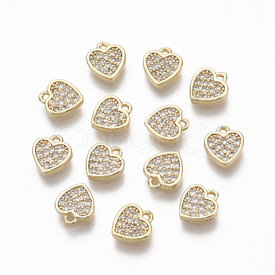 Brass Micro Pave Clear Cubic Zirconia Charms KK-R134-011-NF-1