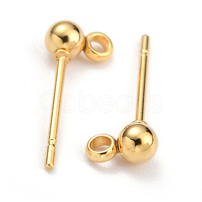 304 Stainless Steel Ball Post Stud Earring Findings X-STAS-Z035-01G-E-1