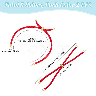 10Pcs 5 Colors Nylon Twisted Cord Bracelet Making MAK-UN0001-67-1