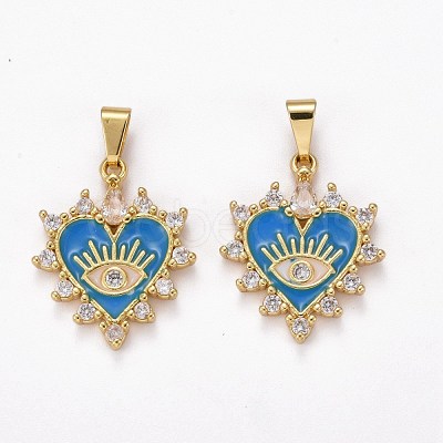 Brass Clear Cubic Zirconia Pendants ZIRC-J025-67G-1