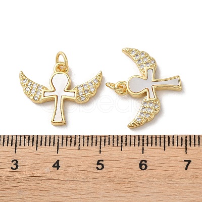 Brass Micro Pave Clear Cubic Zirconia Pendants KK-B083-33F-G-1