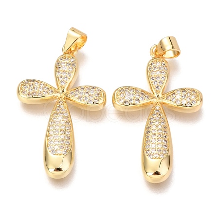 Brass Micro Pave Clear Cubic Zirconia Pendants ZIRC-O038-09G-1