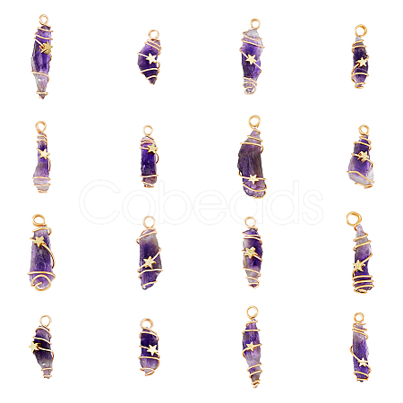 16Pcs Natural Gemstone Copper Wire Wrapped Pendants FIND-DC0003-66-1