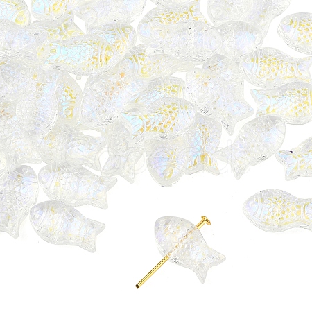 50Pcs Transparent Spray Painted Glass Beads GLAA-FS0002-06J-1