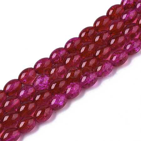 Transparent Crackle Glass Beads Strands X-DGLA-S085-6x8-36-1