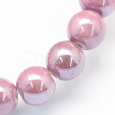 Glazed Porcelain Round Beads PORC-S489-10mm-16-1