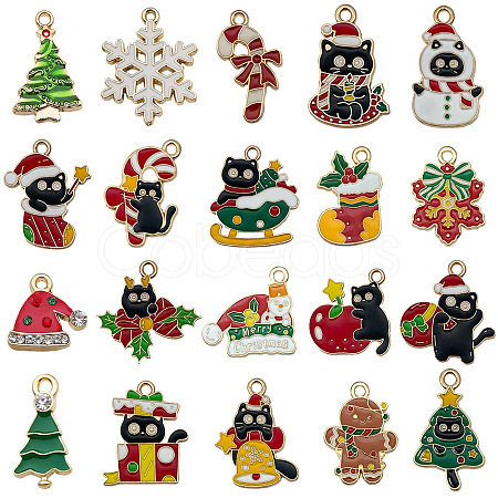 Christmas Alloy Enamel Pendants ENAM-G234-01A-1