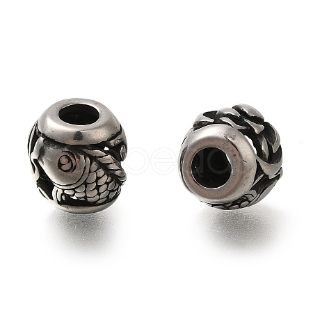 304 Stainless Steel European Beads STAS-D191-09E-AS-1