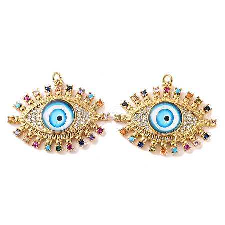 Rack Plating Brass Micro Pave Cubic Zirconia Pendants KK-H486-24G-02-1