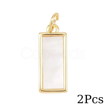 2Pcs Natural Shell Rectangle Pendants KK-YW0003-77-1