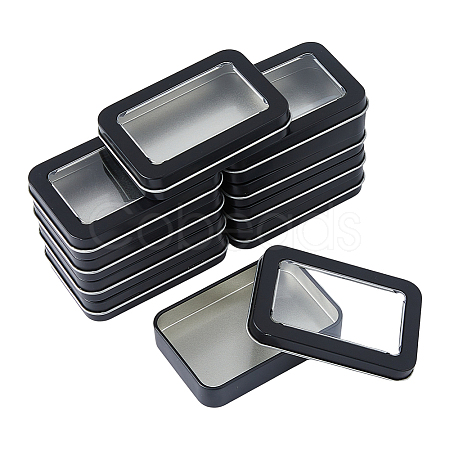 Tinplate Storage Box with Clear Window CON-WH0099-23EB-1