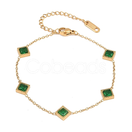 304 Stainless Steel Rhinestone Link Bracelets BJEW-B171-11G-01-1