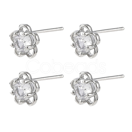 SHEGRACE Brass Micro Pave Cubic Zirconia Stud Earrings XGRQ4N865-721P-1