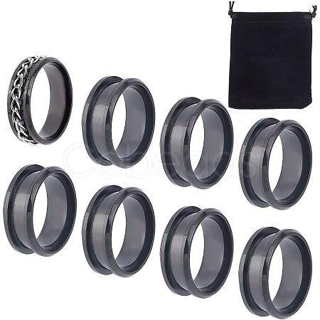 Unicraftale 10Pcs Stainless Steel Grooved Finger Ring Settings STAS-UN0039-22C-1