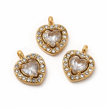 PVD Vacuum Plating 304 Stainless Steel Cubic Zirconia Pendants STAS-A076-02G-01-1