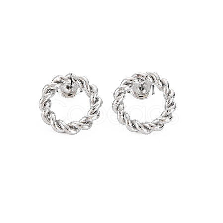 Non-Tarnish 304 Stainless Steel Twist Rope Ring Stud Earrings for Woman X-EJEW-N097-006P-1