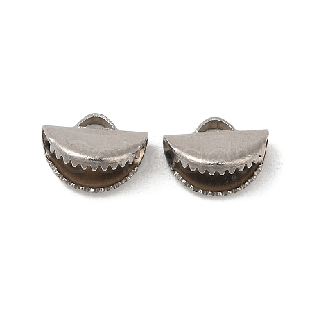 Non-Tarnish 304 Stainless Steel Ribbon Crimp Ends STAS-C080-05A-P-1