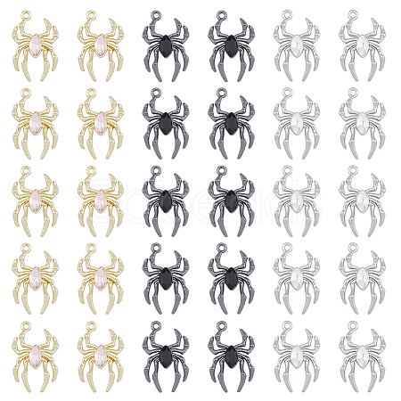 30Pcs 3 Colors Glass Spider Pendant FIND-DC0004-13-1