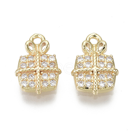 Brass Micro Pave Clear Cubic Zirconia Charms X-KK-S348-526-NF-1