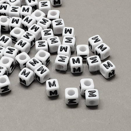 Large Hole Acrylic Letter European Beads X-SACR-Q103-6mm-01M-1