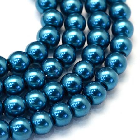 Baking Paint Pearlized Glass Pearl Round Bead Strands HY-Q003-4mm-06-1