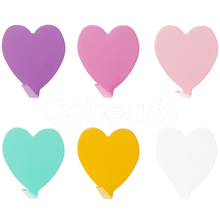 12Pcs 6 Colors Iron Heart-shaped Adhesive Hook AJEW-CN0005-59A-1