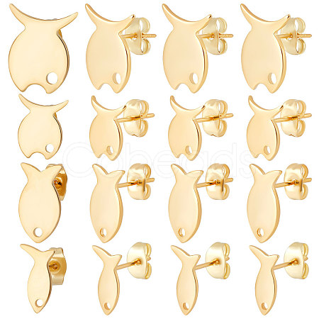 Beebeecraft 80Pcs 4 Style 201 Stainless Steel Stud Earring Findings STAS-BBC0001-75-1