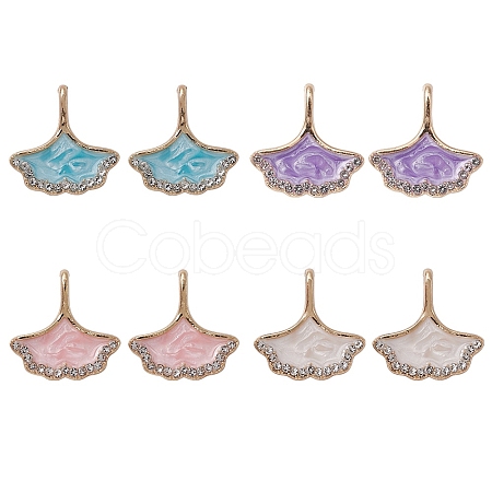 8Pcs 4 Colors Rack Plating Alloy Rhinestone Pendant ENAM-YW0003-23-1