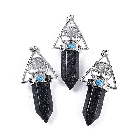 Synthetic Blue Goldstone Faceted Pointed Bullet Big Pendants G-H076-02P-04-1
