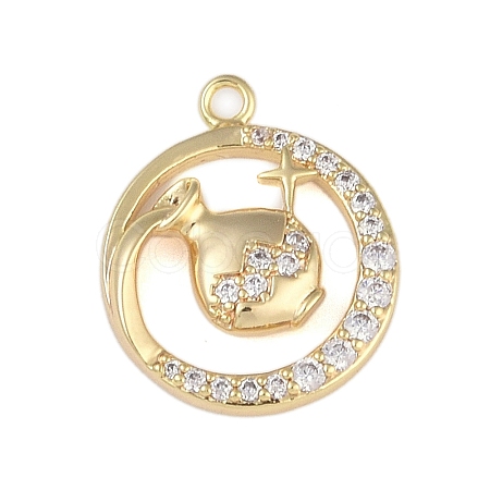 Brass Micro Pave Clear Cubic Zirconia Pendants FIND-B077-02G-06-1
