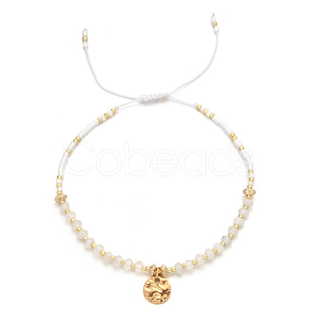 Natural White Jade Braided Bead Bracelet FR2657-6-1