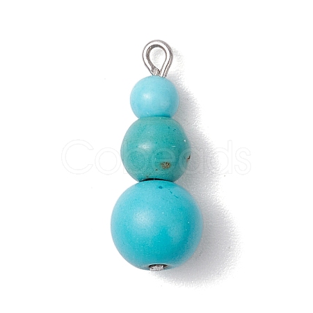 Synthetic Turquoise Dyed Round Beaded Pendants PALLOY-JF02867-11-1
