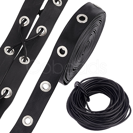 2 Styles Flat Imitation Leather & Cowhide Leather Cords LC-PH0001-12-1