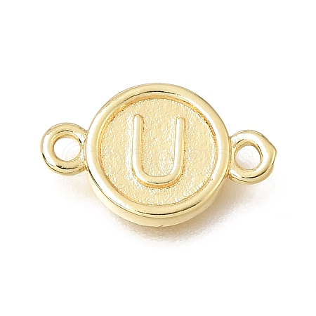 Brass Disc with Initial Links Connector Charms KK-E802-36G-U-1