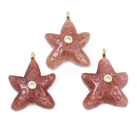 Natural Strawberry Quartz Pendants G-H353-01G-04-1