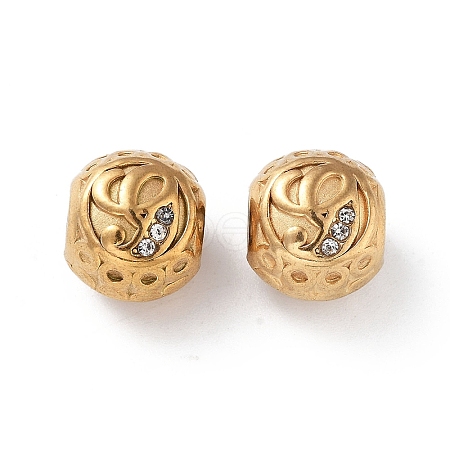 Ion Plating(IP) 304 Stainless Steel Rhinestone European Beads STAS-A092-10G-G-1