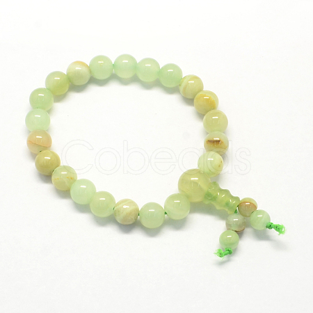 Buddha Meditation Yellow Jade Beaded Stretch Bracelets X-BJEW-R041-8mm-04-1
